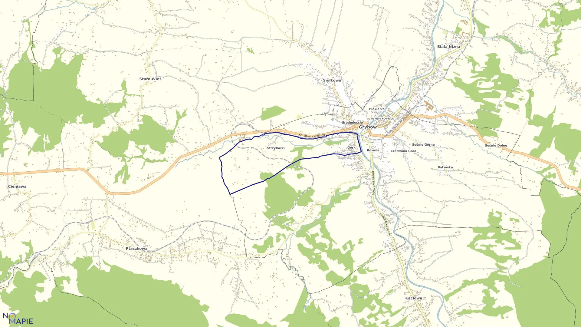 Mapa obrębu Grybów obręb 3 w mieście Grybów