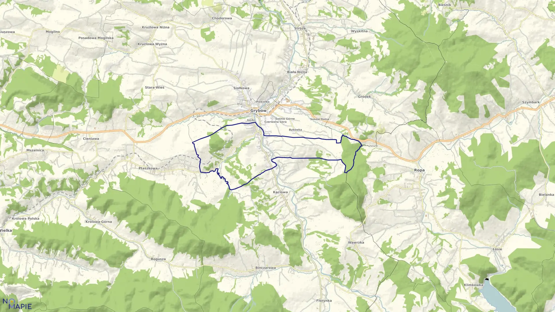 Mapa obrębu Grybów obręb 4 w mieście Grybów